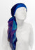 bright blue and purple silk & chiffon headscarf on mannequin