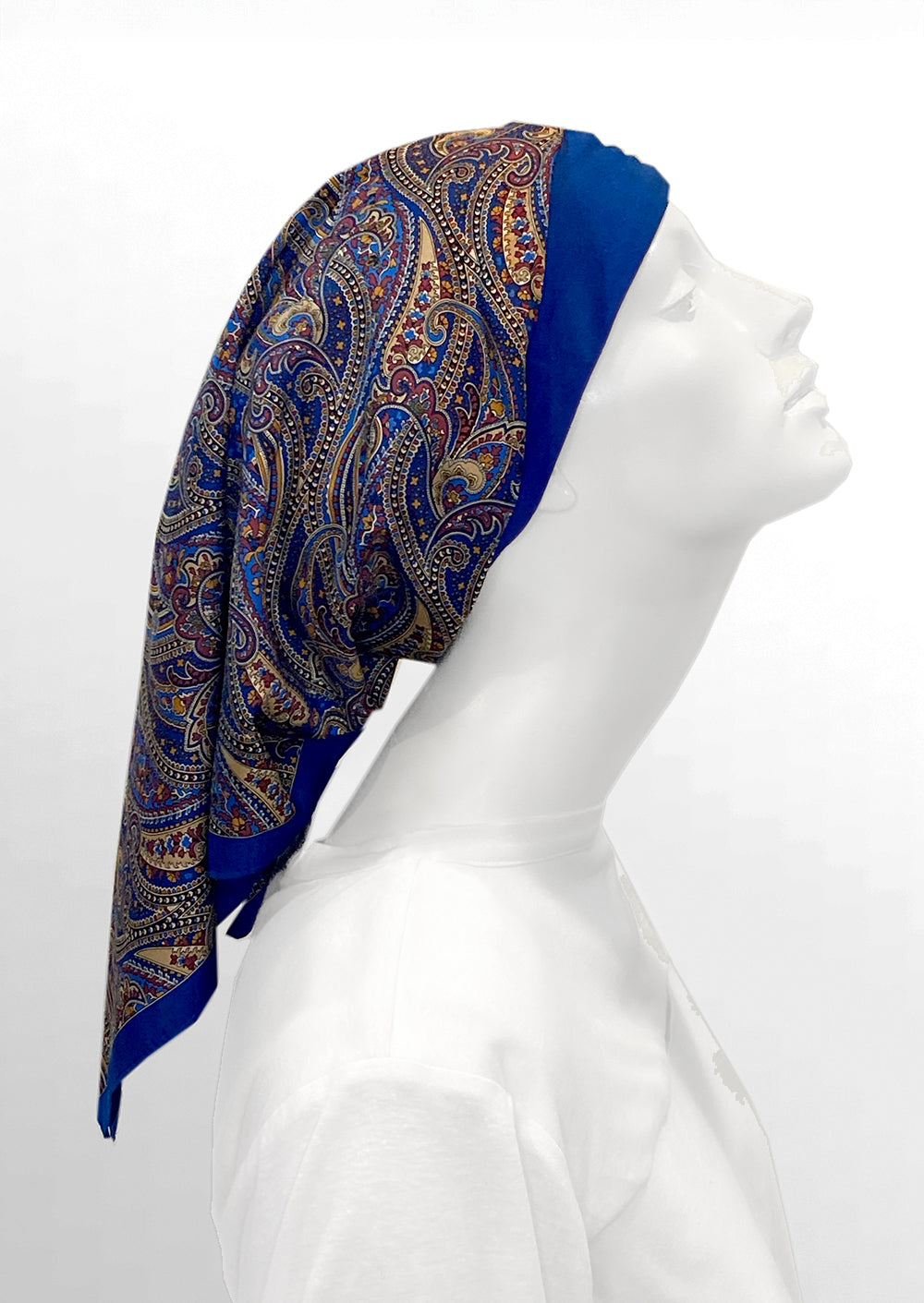 Retro Kerchief Headscarf ~ Blue  Paisley