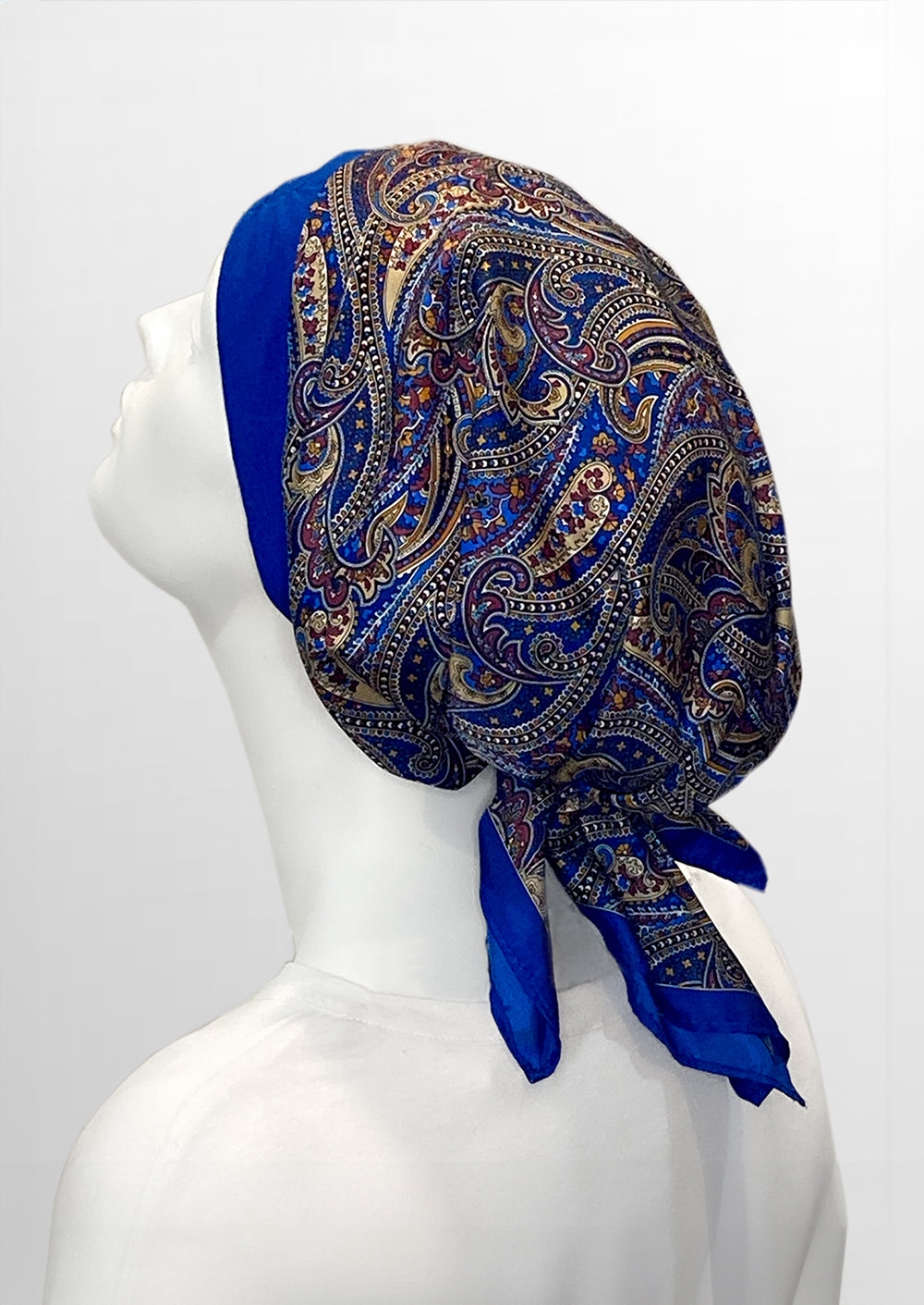 Retro Kerchief Headscarf ~ Blue  Paisley