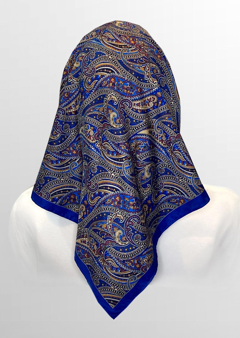 Retro Kerchief Headscarf ~ Blue  Paisley