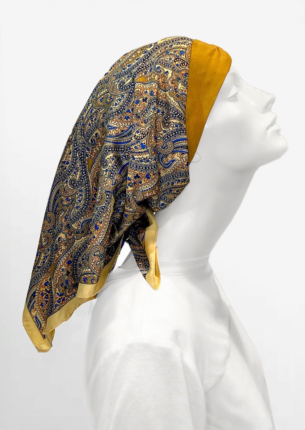 Retro Kerchief Headscarf ~Gold Paisley