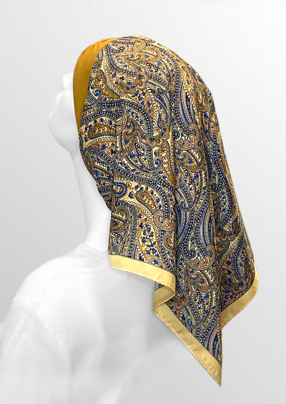 Retro Kerchief Headscarf ~Gold Paisley