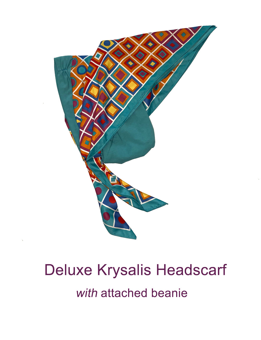 Retro Kerchief Headscarf ~Teal Geometric